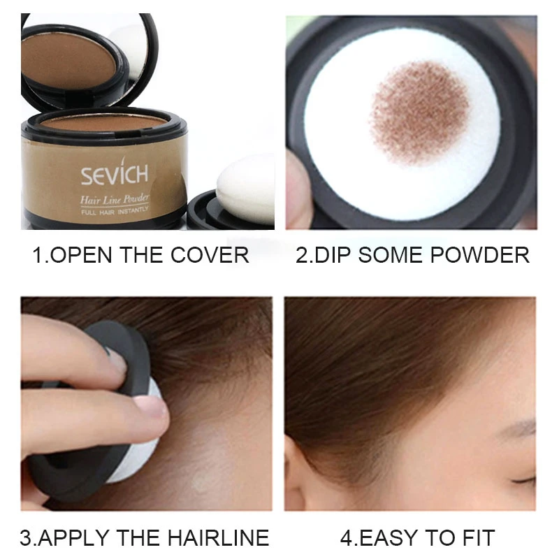 Sevich Hairline Powder 4G Cover Hairline Shadow Powder Hair Fiber Capillary Powder Hair Concealer Natural Hair Loss Prevention