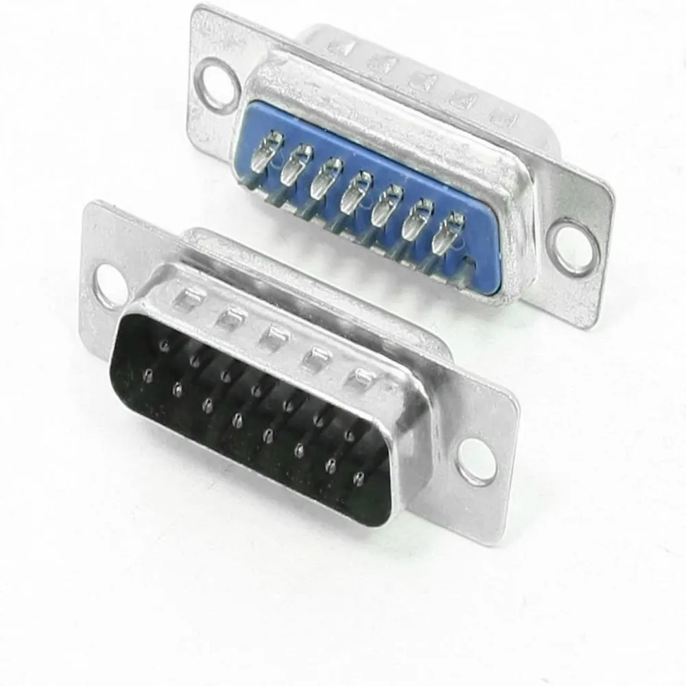 100Pcs DB9 DB15 DB25 DB37 Hole/Pin VGA Female/Male Blue Welded Connector RS232 serial port socket DB D-SUB adapter 9/15/25/37Pin