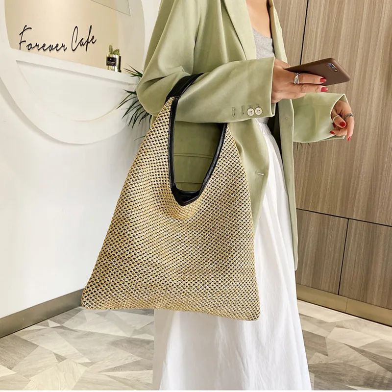 Vintage  Summer Women Durable Weave Straw Beach Bags Linen Woven Bucket Bag Grass Casual Tote Handbags Knitting Rattan Bags