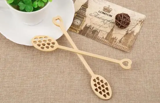 

Wood Honey Dipper Stick Cute Heart Shape Honey Server Stirrer Long Handled Honey Spoons Mixing Bar Spoons Kitchen Gadgets