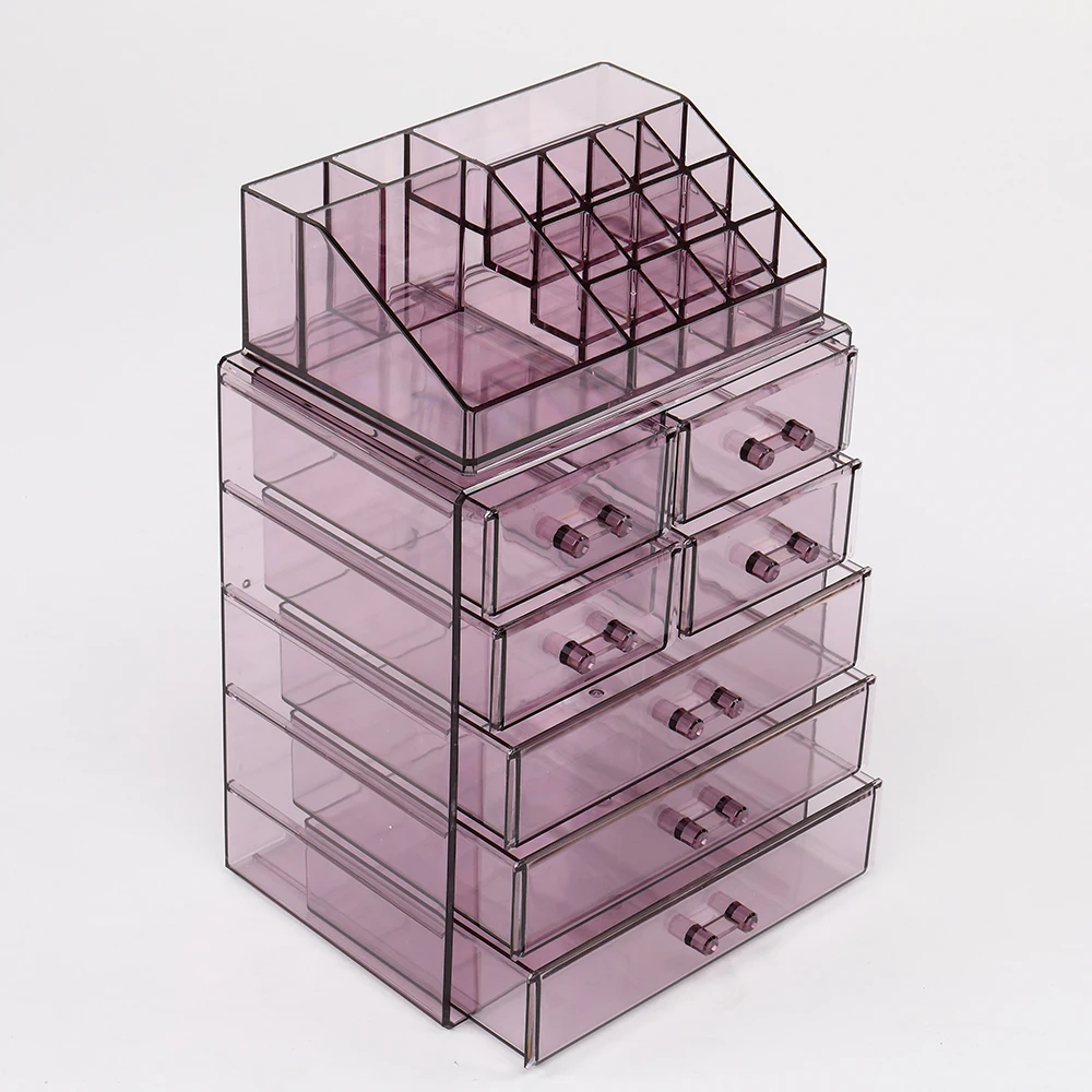 2Pcs/Set Plastic Cosmetics Storage Rack/Shelf/Stand Makeup Organizer Case 7 Large Drawers 4 Colors 24x18x36CM[US-Stock]