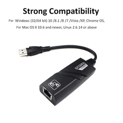 10/100/1000Mbps USB 3.0 Wired USB To Rj45 Lan Ethernet Adapter RTL8153 Network Card for PC Macbook Windows Laptop