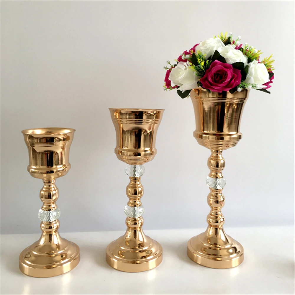 10 PCS Metal Flower Vase Acrylic Flowers Pot Wedding Table Centerpiece Event Road Lead For Christmas Party Home Decoration