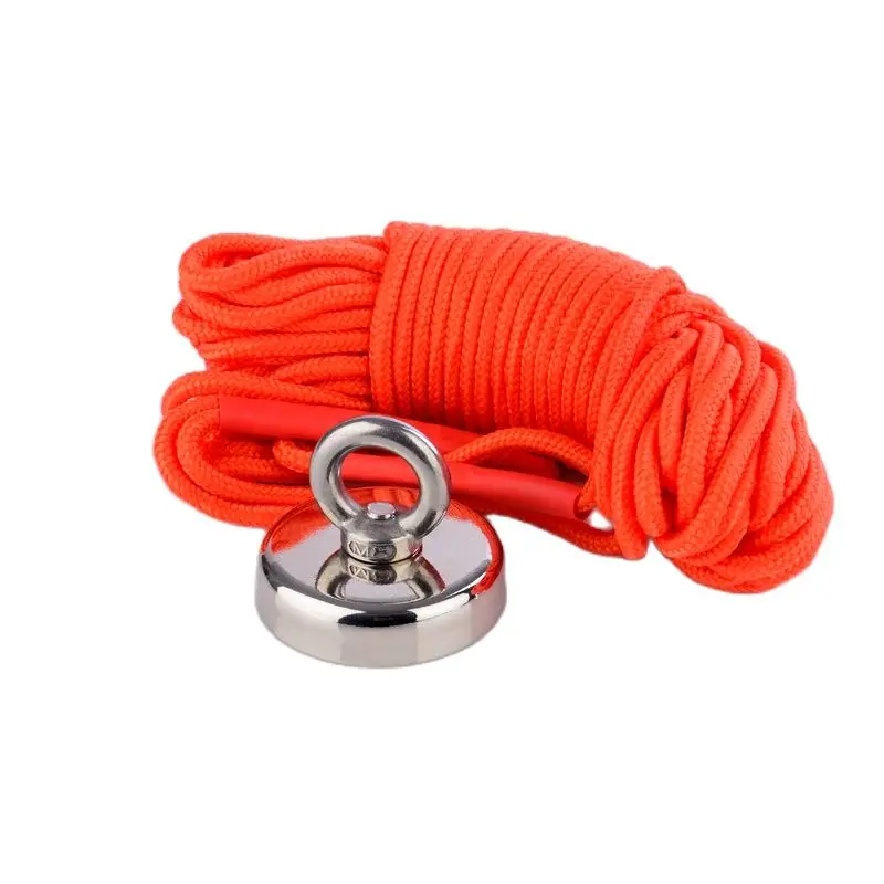 

100KG Powerful Neodymium N52 Strong Magnet Ring Sea Fishing Magnet Salvage Magnetic Material Magnets Water Magnet with 10m Rope