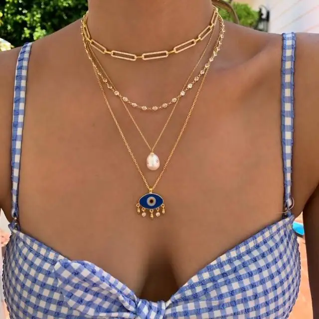 2025 الذهب اللون موضة مايكرو تمهيد تشيكوسلوفاكيا دبوس الأمان ربط سلسلة المختنق القلائد للنساء الكلاسيكية الفاخرة مجوهرات هدايا عيد الميلاد