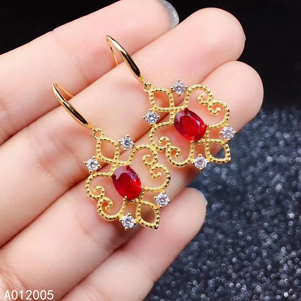 

KJJEAXCMY Fine Jewelry 925 sterling silver inlaid natural Gem ruby female new Woman Girl earrings Eardrop trendy support test