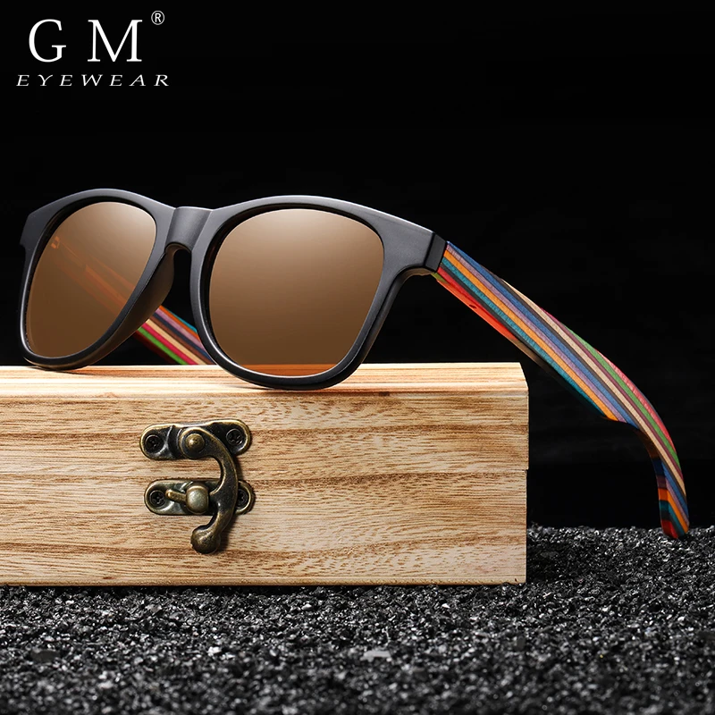 GM Polarized Sunglasses for Boys and Girls with Recycled Frames and Color Wood Temples