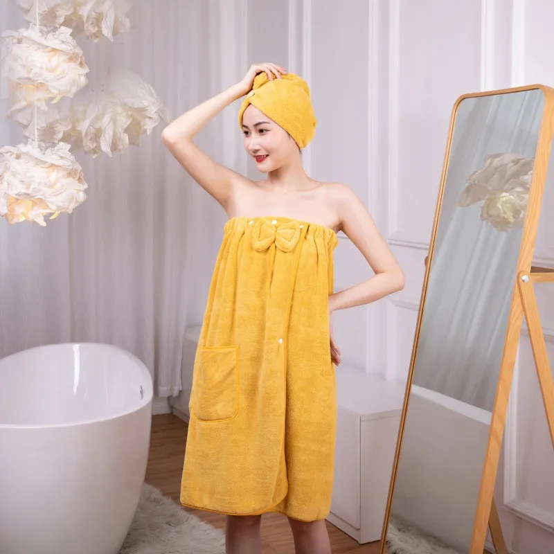 Cute Bow Bath Towel+Hair Towel+Hair band 3PCS Women Microfiber Bathing Bathrobe Absorbent Superfine Fiber Shower Set Quick Dry