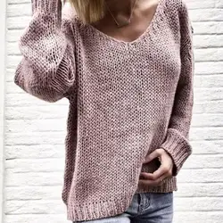 2023 lässige Frauen pullover lose einfarbige Strick pullover V-Ausschnitt Langarm Top Damen bekleidung джемпер женский Pull Femme