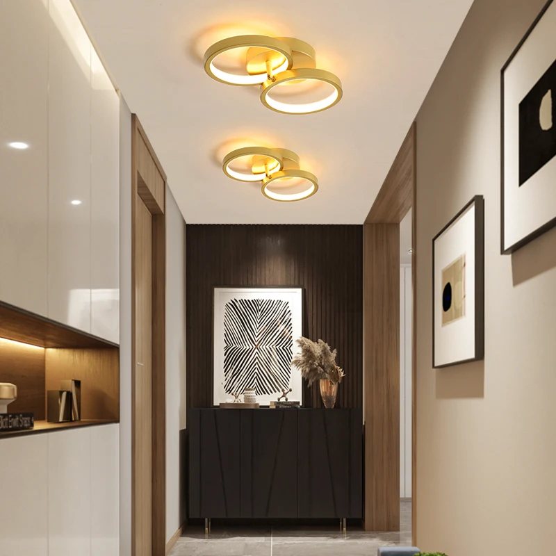 FKL Nordic Modern LED Ceiling Lamp Simple Golden Aisle Porch Cloakroom Bedroom Study Interior Decoration Ceiling Light image 4