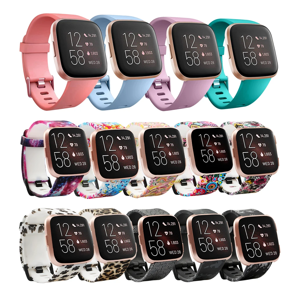 For Ffitbit Versa 2 Strap Soft Silicone Printed Adjustable Smart Watch Wristband For Fitbit Versa Strap Bracelet For Versa2