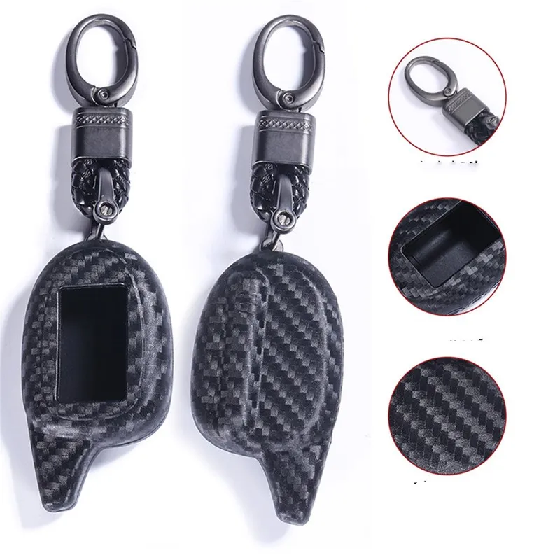 Carbon Fiber Silicone Key Cover For Scher-Khan Magicar 7 M12 M11 M9 M8 M7 Russia 2-Way Car Alarm Silica Gel LCD Remote Case