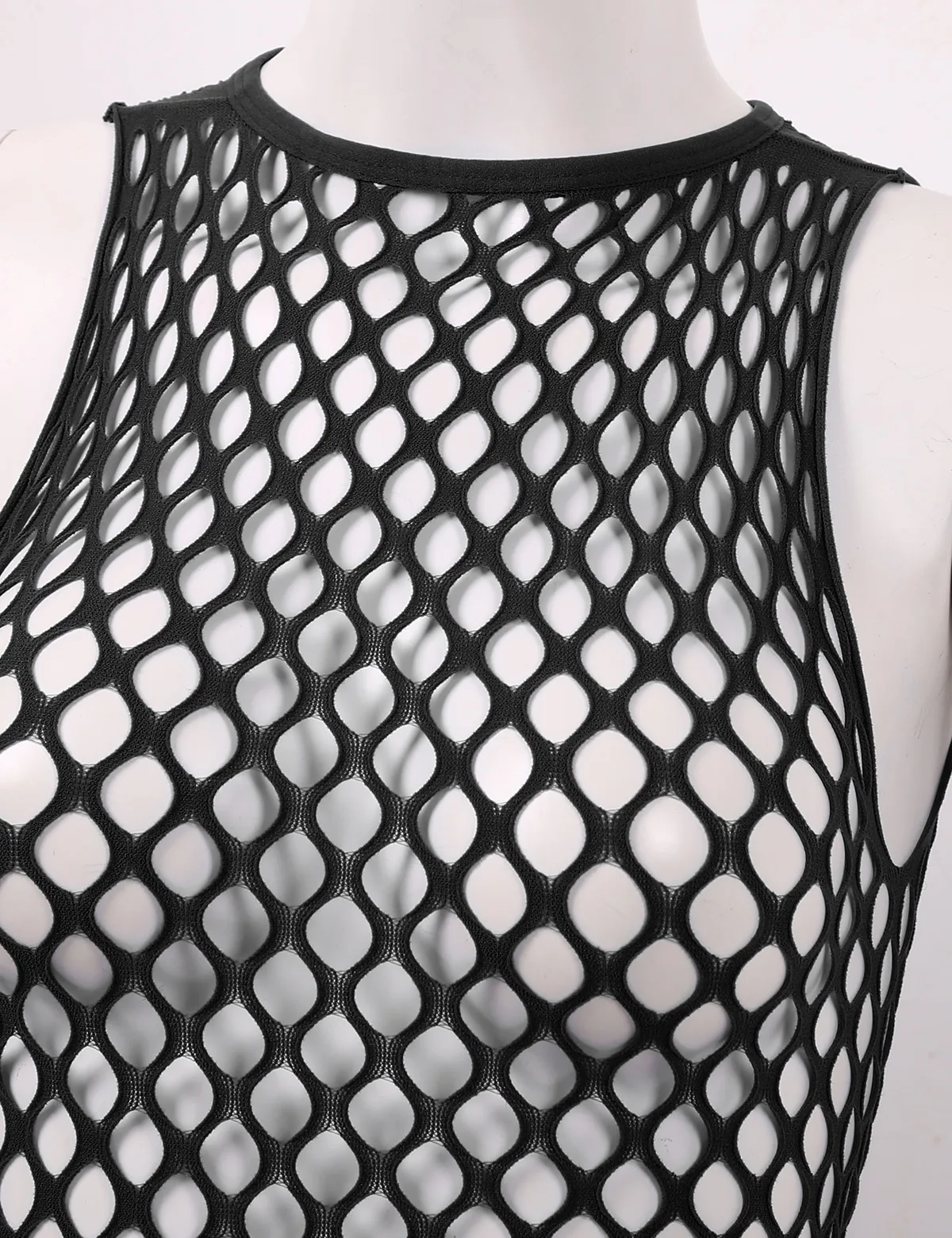 Womens Sexy Bodysuit Exotic Teddies See Through Sheer Fishnet Lingerie Sleeveless Halter Neck High-cut Thong Leotard Nightwear