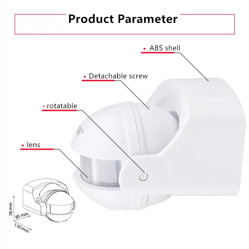 Imagem -02 - Sistema de Alarme de Segurança Doméstica 180 Graus Ambiente Externo Ip44 Sensor de Movimento Infravermelho Detector de Movimento Iluminação Automática