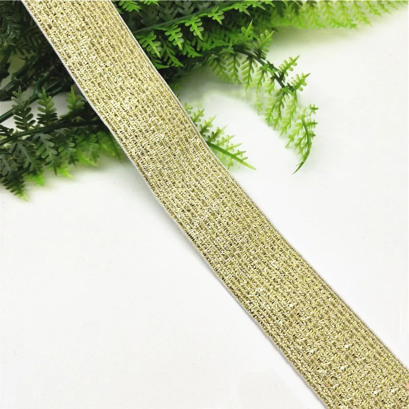 Glitter Gold Silver Elastic Bands 25mm 40mm Nylon Pants Lace Trim Waist Band for DIY Sewing Garment Trousers Accessories 1meter