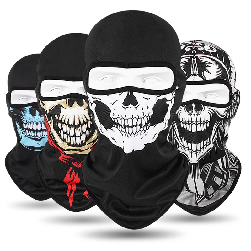 Motocicleta Crânio Imprimir Balaclava para homens, Moto Full Face Mask, Windproof, Esqui, Cabeça Pescoço, Aquecedor, Ciclismo, Capuz do