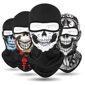 Motorfiets Bivakmuts Skull Print Moto Volgelaatsmasker Winddicht Skiën Hoofd Halswarmer Fietsen Biker Hood Cap Mannen Helm Liner
