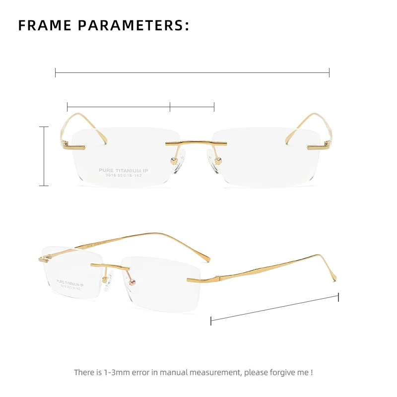 ZIROSAT-Pure Titanium Rimless Óculos Frame para Homens, Marca Designer, Miopia, Óculos de Prescrição Óptica Clara, Moda, 3018
