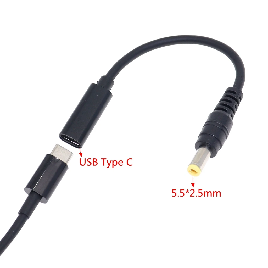 USB 3.1 Type C PD Power Adapter Converter DC Plug Connector Cable Cord 5.5x2.5 mm Male for Asus Toshiba Laptop Adapter