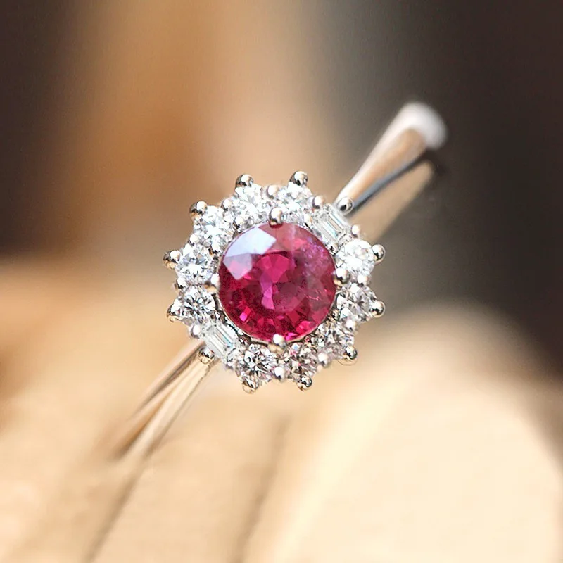 

Ofertas Hot Sale Red Zircon Stone Rings For Women Vintage Promise Love Engagement Ring Luxury Bridal Wedding