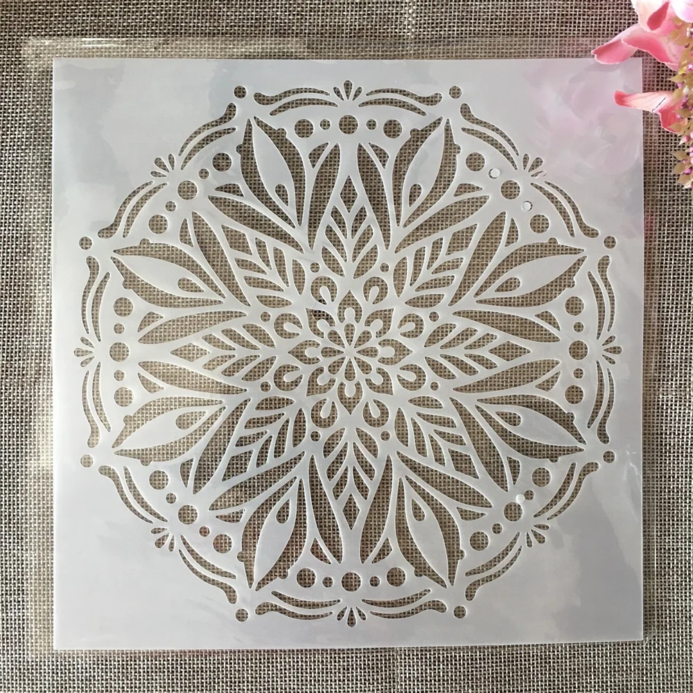 20*20cm Geometry Round Mandala DIY Layering Stencils Painting Scrapbook Coloring Embossing Album Decorative Template