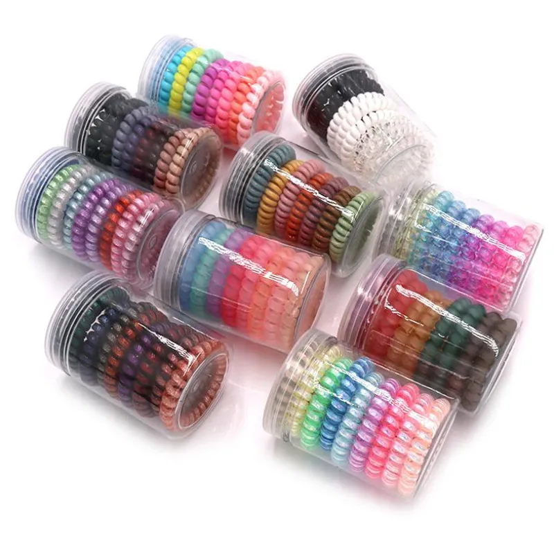 9pcs Big Thick Plastic Elastic Hair Ropes Multi Colors Telephone Wire Rubber Bands Personality Gift For Women Stretchy Ponytail