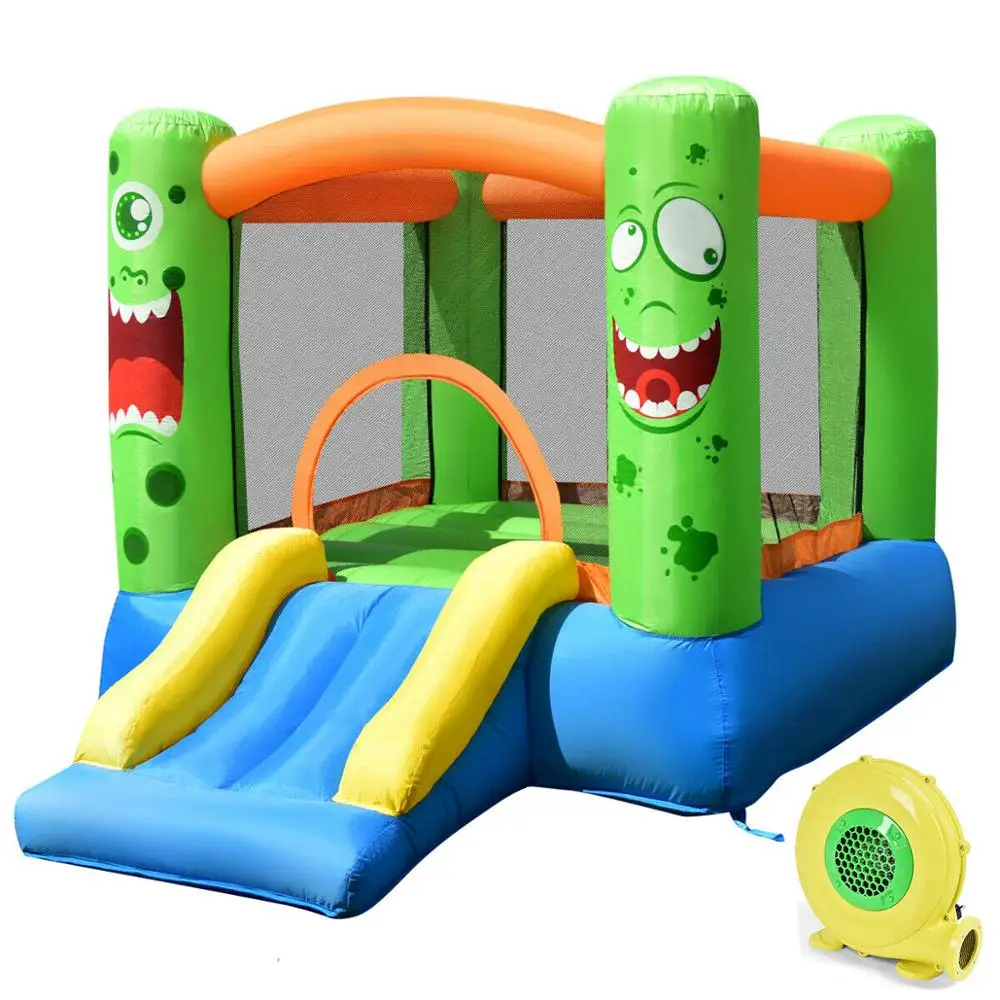 Inflatable Castle Bounce House Jumper Kids Playhouse with Slider and 480W Blower