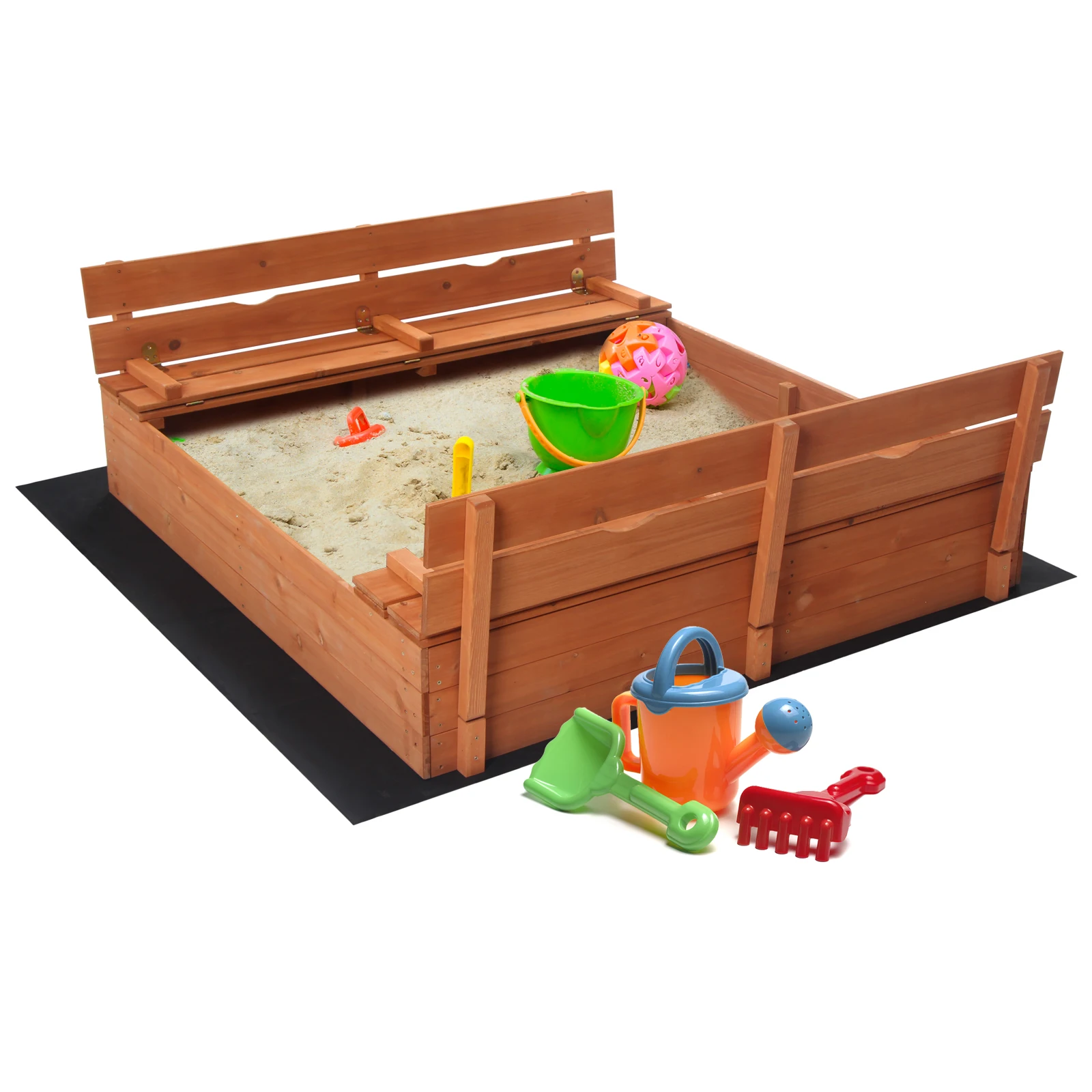 Wooden Sandbox Kids Outdoor Backyard Bench Play Sand Box