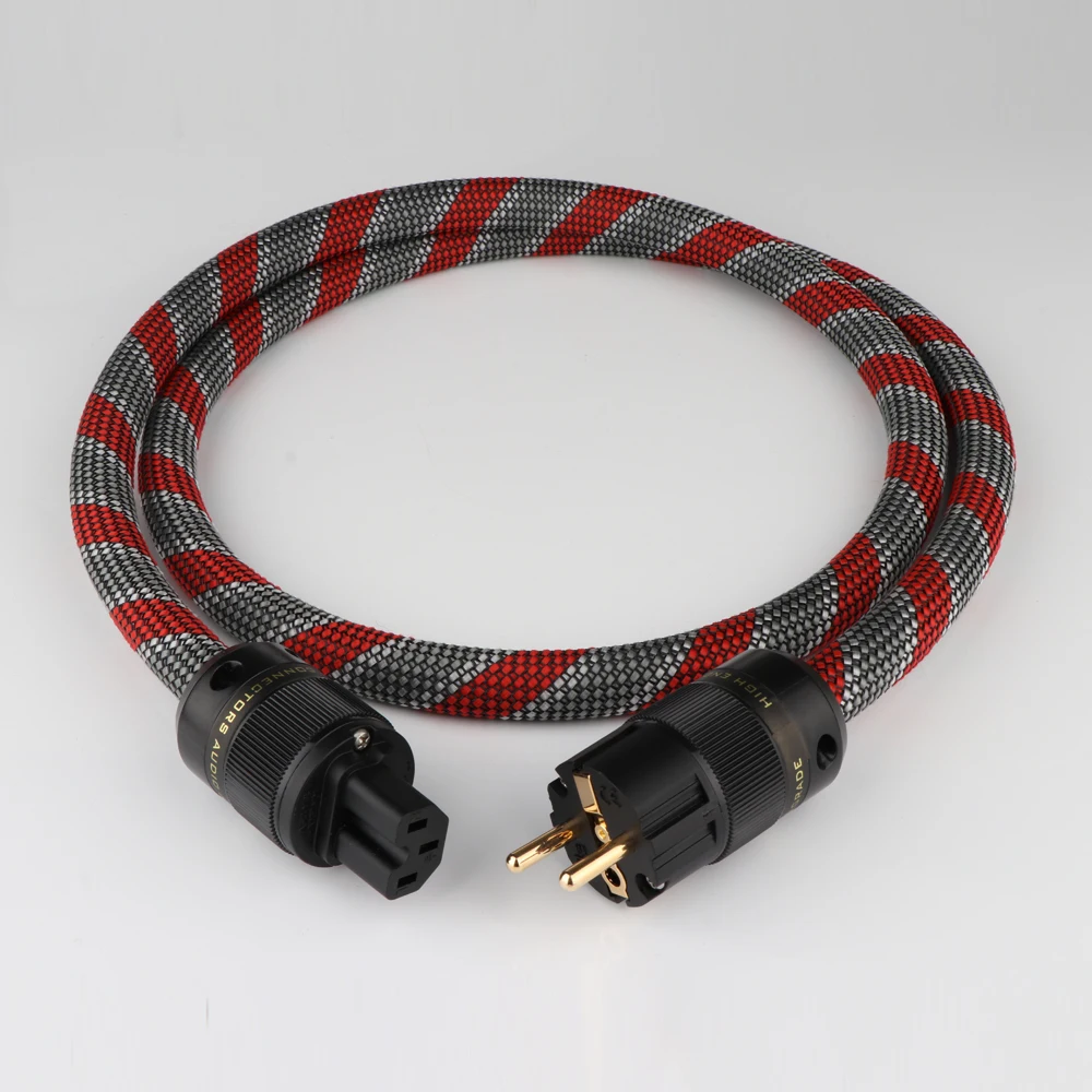 HI End Power Cable EU Power Cord with Gold-plated European Plug for Amplifier and Player HIFI Audiophile European AC Power Line