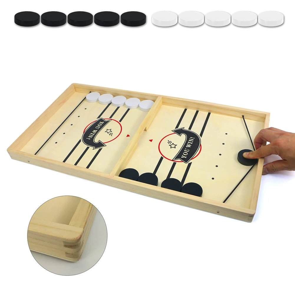 Juego de Puck de eslinga rápida para adultos y niños, juego de mesa de madera, juegos de ganador de Hockey, juguetes de ajedrez interactivos, juego