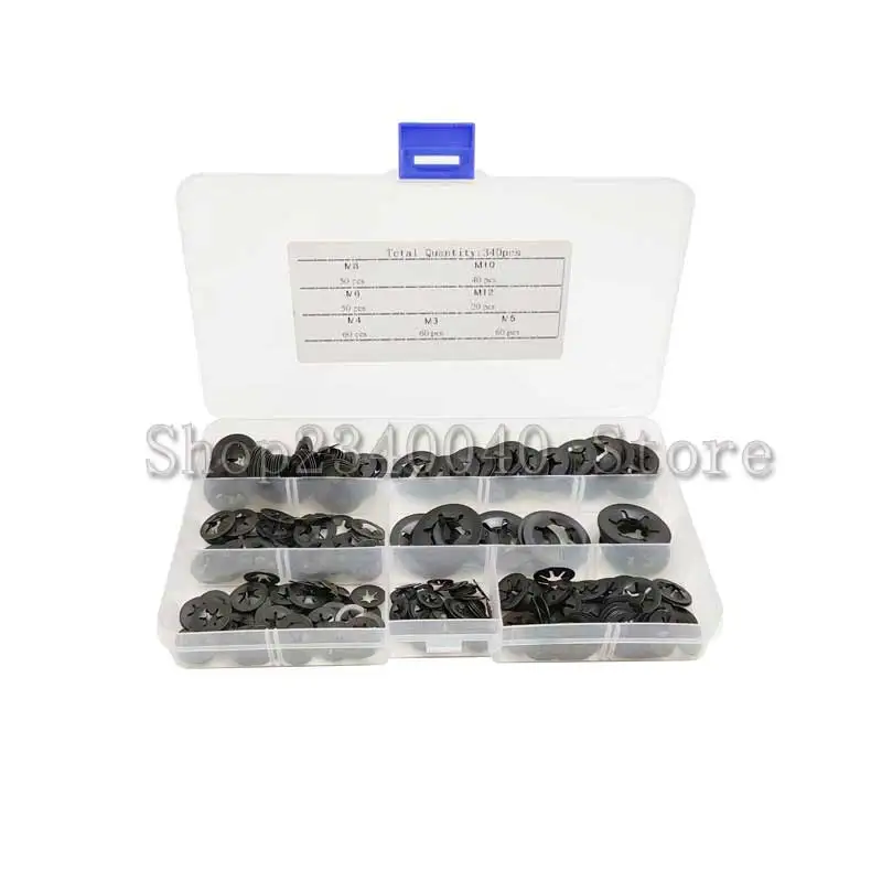 340pcs Internal Tooth Starlock Washers Assortment Kit Push On Speed Clips Fasteners Assortment Kit Quick Speed Locking Washers