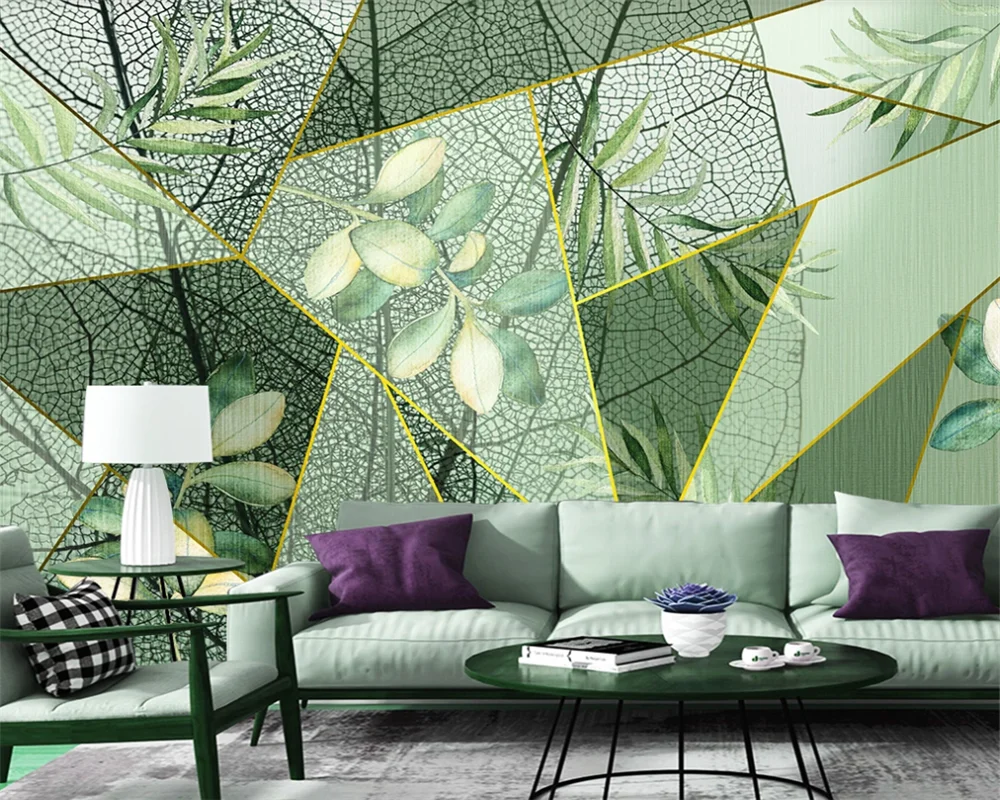 Personalizado mural papel de parede 3d fresco plantas tropicais moderno geométrico minimalista fundo da parede