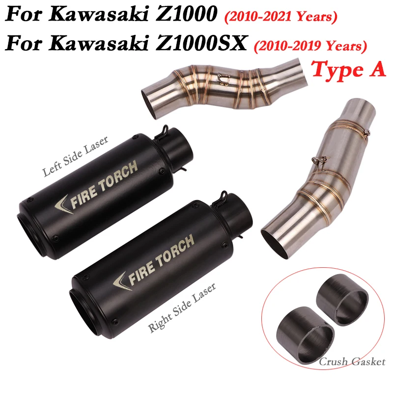 Silenciador de Escape para motocicleta, tubo medio de conexión de 51mm, inoxidable, para KAWASAKI Z1000 Z1000SX 2010-2021 GP