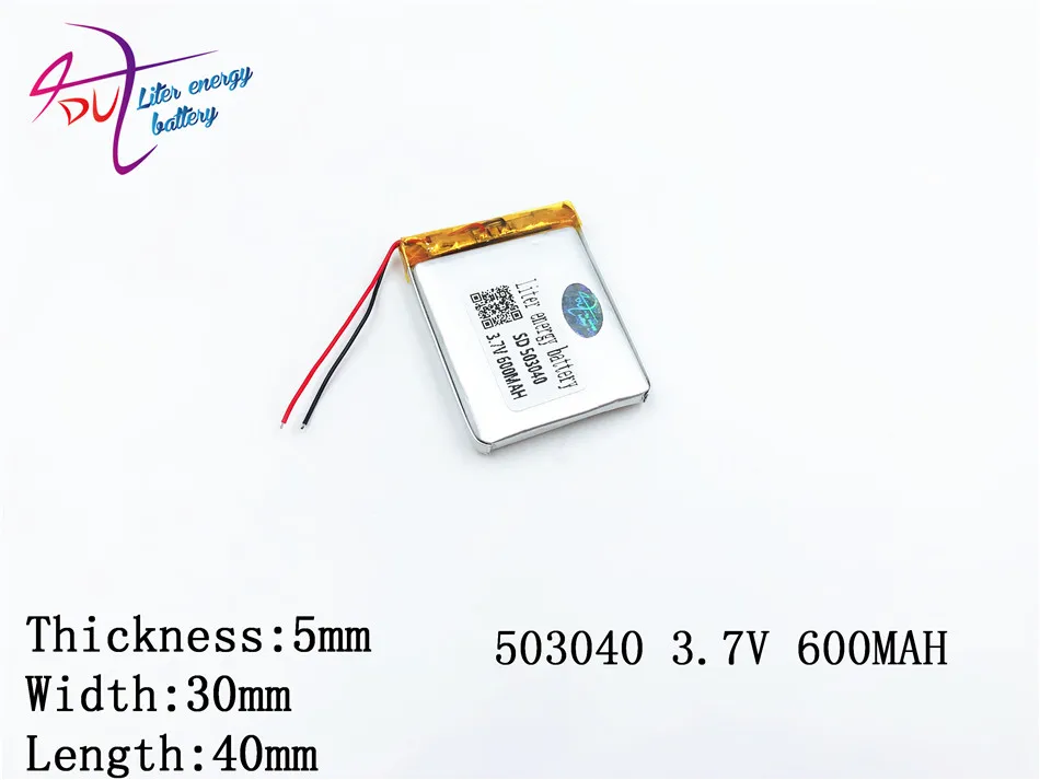3,7V 503040 053040   Bateria de polímero de íon de lítio 600mah, produtos de qualidade, certificação ce rohs, autoridade, litro de energia
