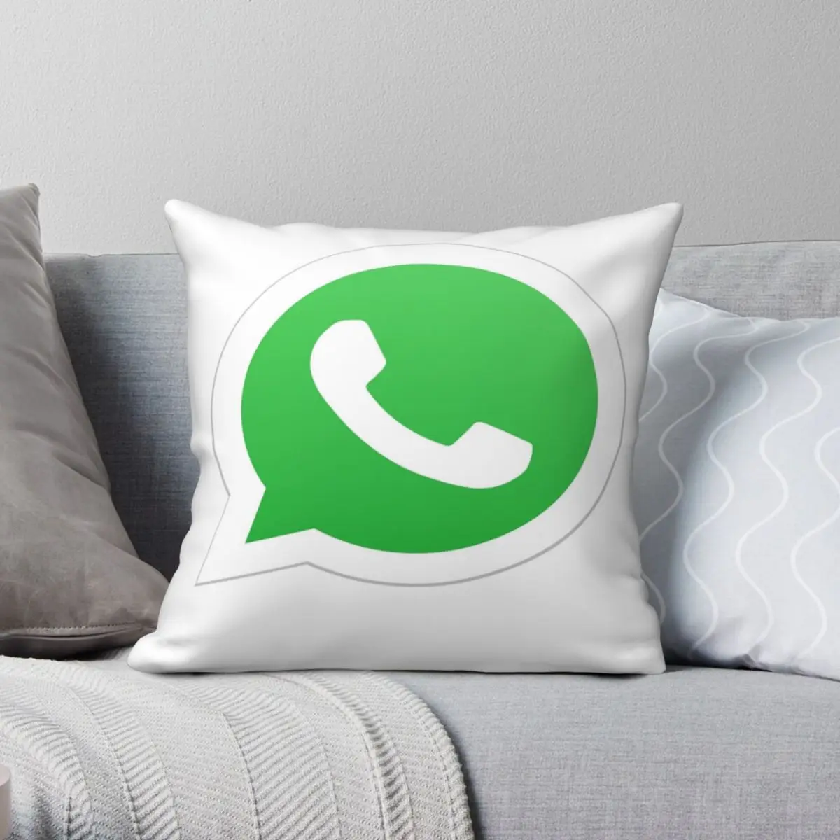 WhatsApp Logo Icon Gift Pillowcase Polyester Linen Velvet Printed Zip Decor Room Cushion Cover