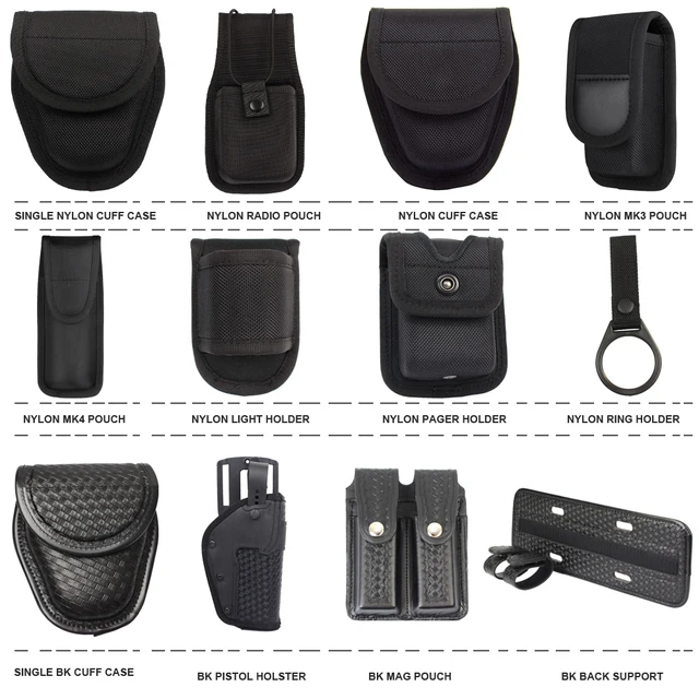 Police Duty Belt kit Accessories Guard Utility Belt Pouches- Handcuff Case, Radio Pouch, Glove Pouch, Light Holder, Pager Holder 2