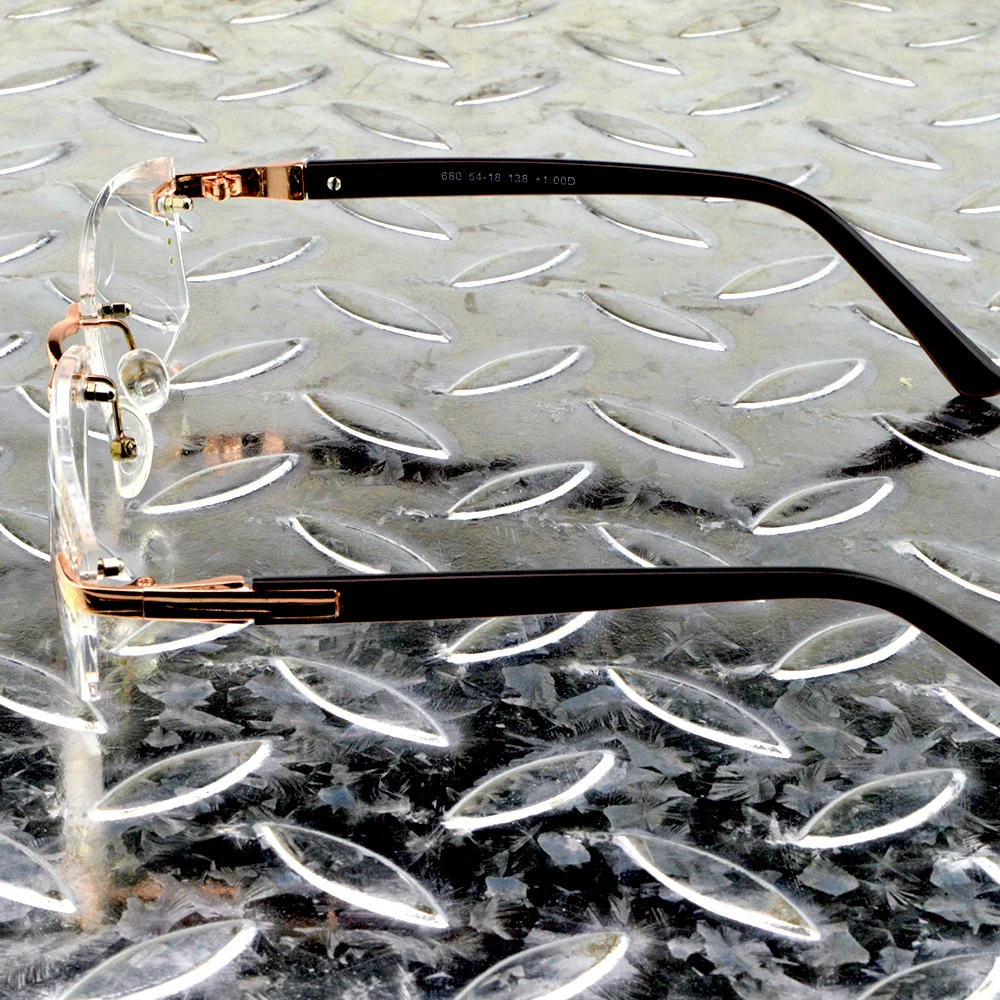 Luxury ไทเทเนียม Rimless แว่นตา12ชั้นเคลือบตัด Progressive Multifocal เลนส์แว่นตาอ่านหนังสือ + 0.75 + 4