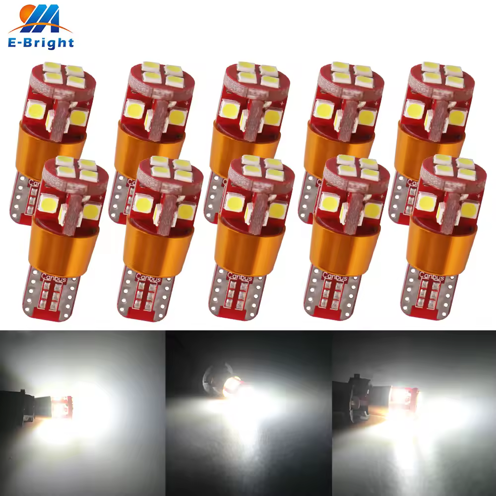 10PCS 12V T10 Canbus 3030 12 SMD NO ERROR Led Bulb 9-30V Headlight Light Side Maker Lamp Indicator Light 960LM Error Free White