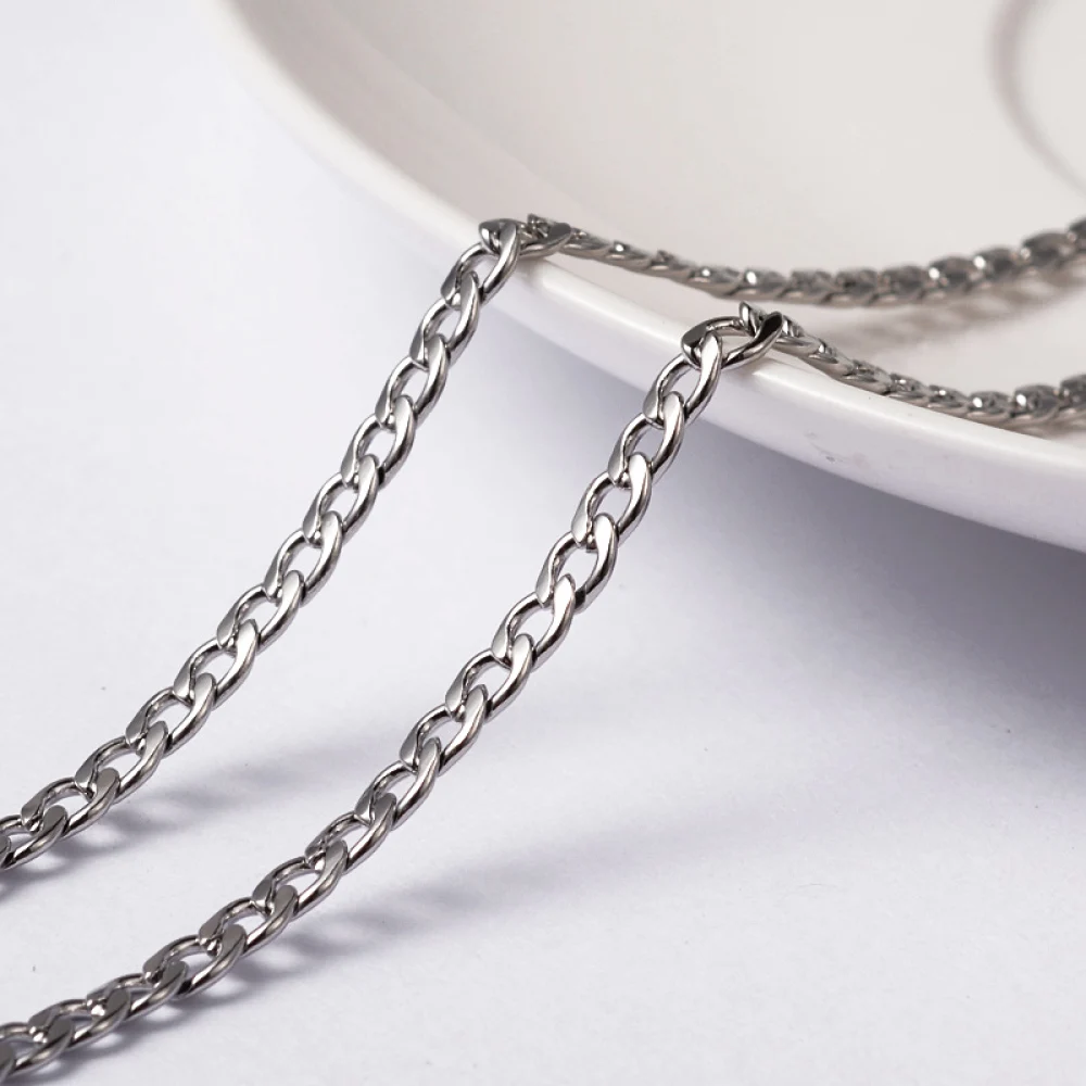 10m/Roll Unwelded 304 Stainless Steel Twisted Chain Curb Chains Jewelry Accessories with Spool 5x3x0.8mm Stainless Steel Color