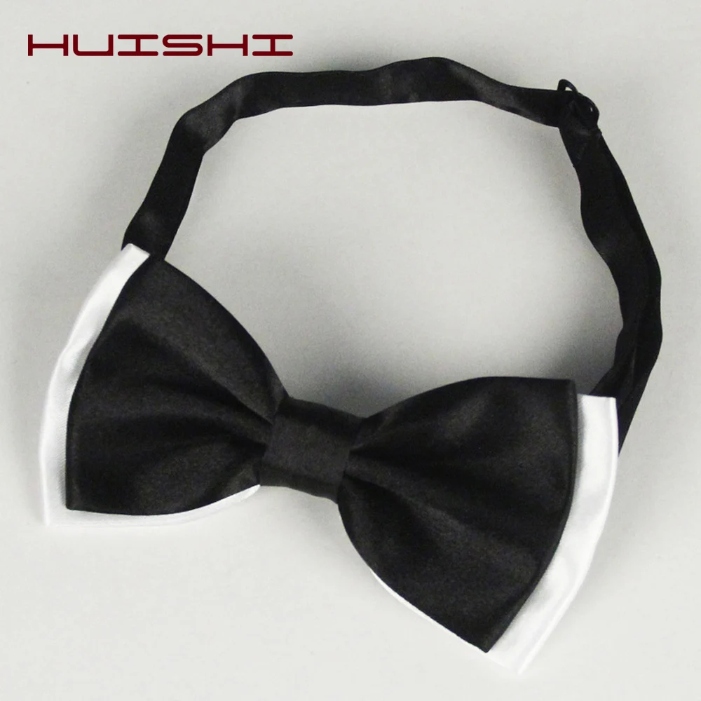 HUISHI Sale 1PC Gentleman Men Bowtie Classic Solid Bow Tie Necktie For Wedding Party Fashion Adjustable Bow Tie knot Black White