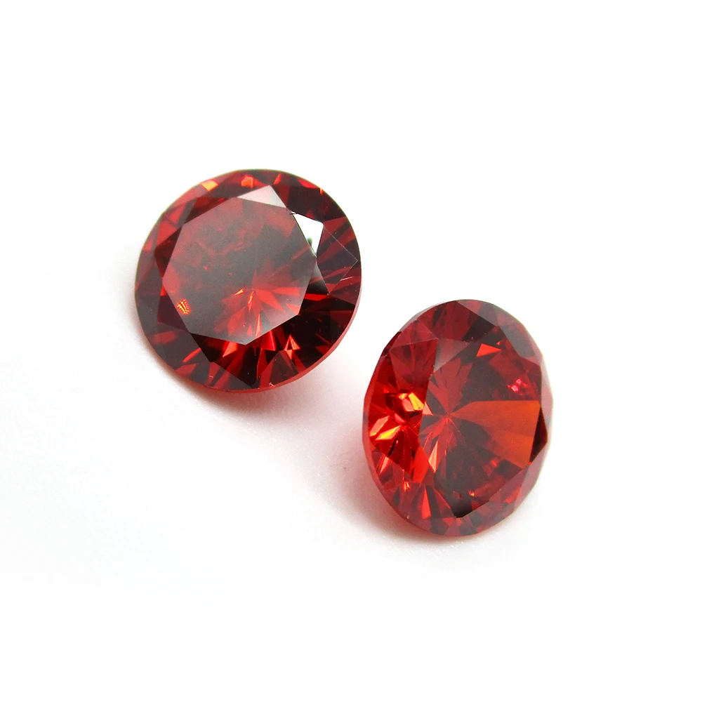 Free Shipping 50pcs 3.5mm-16mm 5A Factory Direct Price Round Machine Cut Cubic Zirconia Garnet  Color Zircon Stone