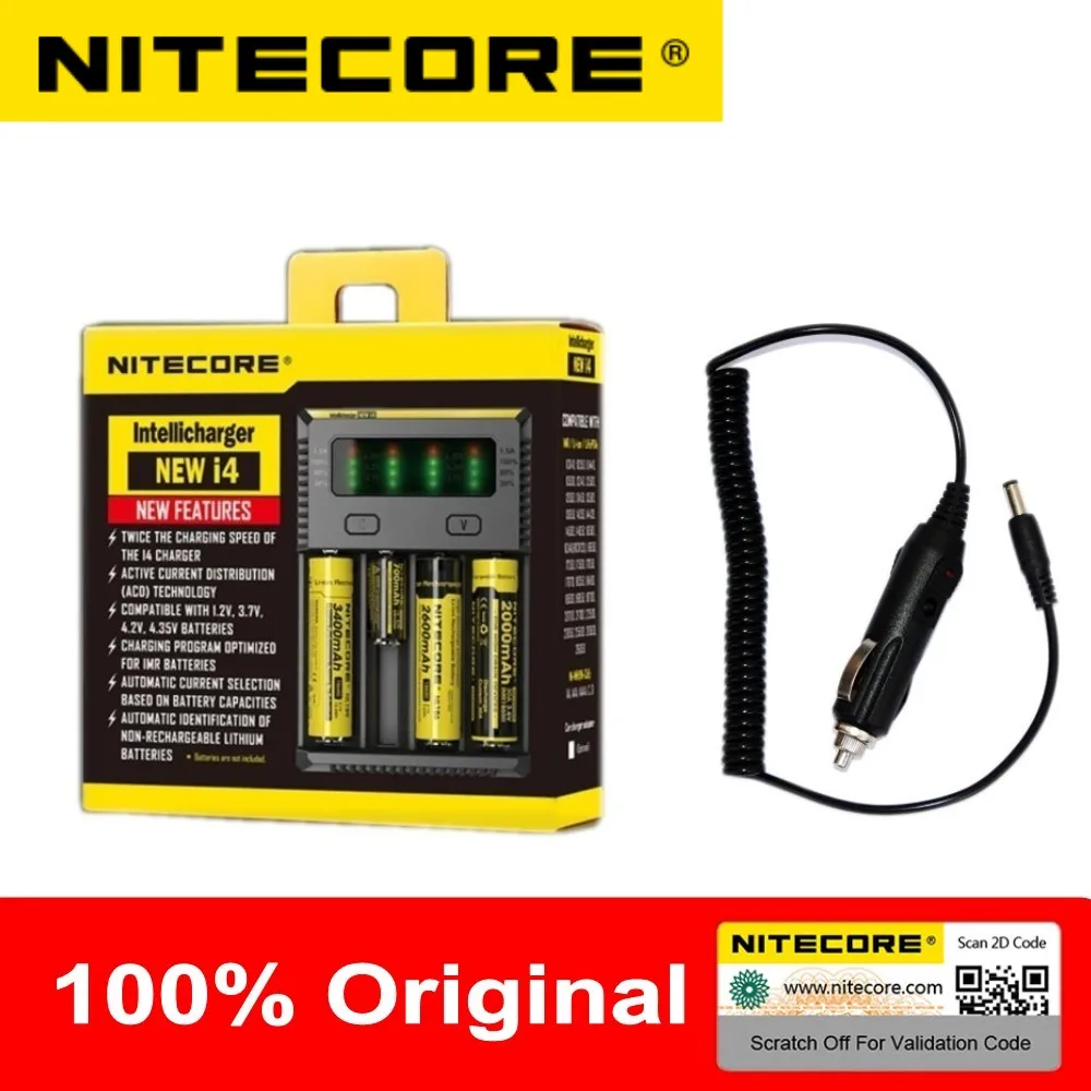 NITECORE New Original Package  I4 Digicharger 18650/14500/Li-ion Rechargeable Battery Charger Universal Charger + Charging Cable