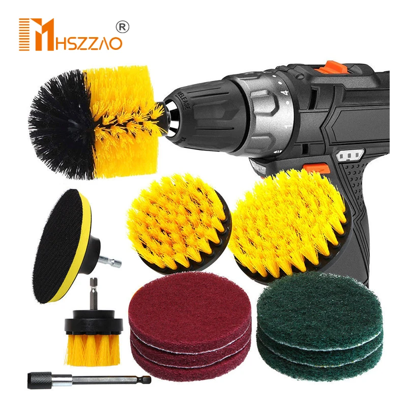 

1/3/6/12Pcs Electric Scrubber Brush Drill Brush Kit Plastic Round Cleaning Brush For Carpet Glass 4'' Car Tires Nylon Brushes