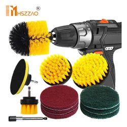 1/3/6/12Pcs Electric Scrubber Brush Drill Brush Kit Plastic Round Cleaning Brush For Carpet Glass 4'' Car Tires Nylon Brushes