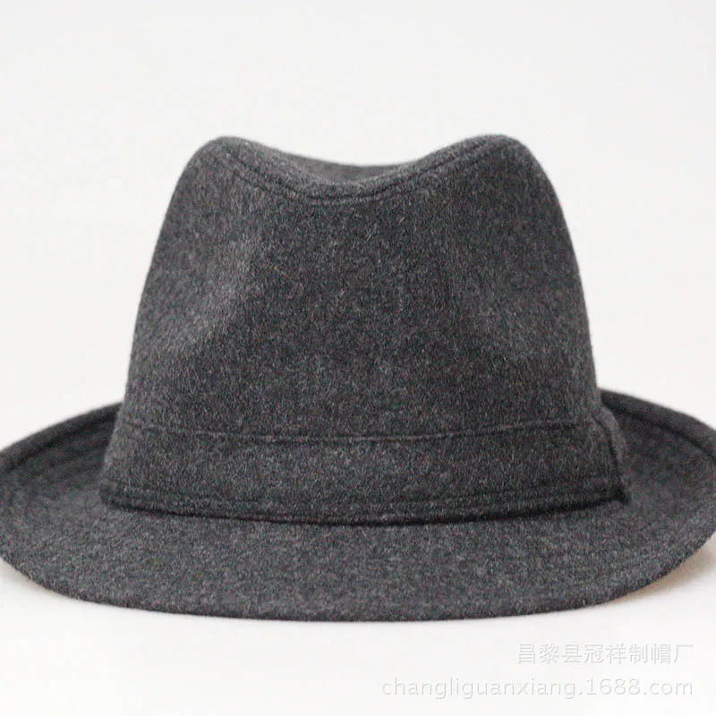 Winter Solid Woollen Fedoras For Men Top Jazz Hat Adult Bowler Hats Classic Version Chapeau Hats