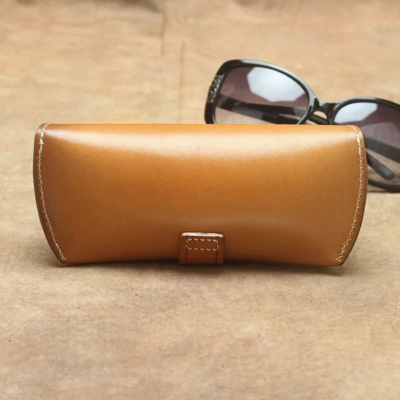 Vintage Genuine Real Cow Leather High Quality Casual Sunglasses Men Women Sun Glasses Retro Gift Case Bag Box Brand