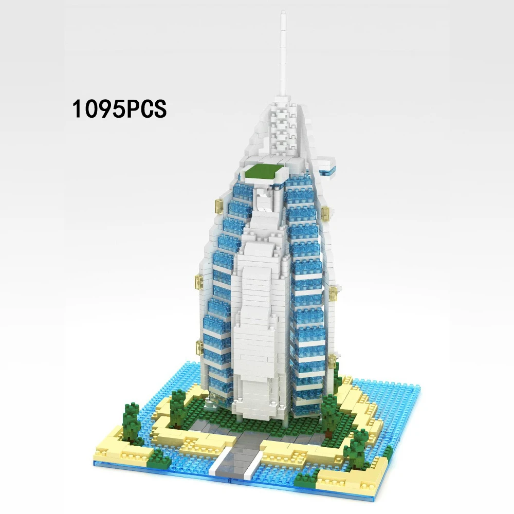 World Famous Modern Architecture Nanobricks The United Arab Emirates Dubai Burj Al Arab Micro Diamond Block Building Bricks Toys