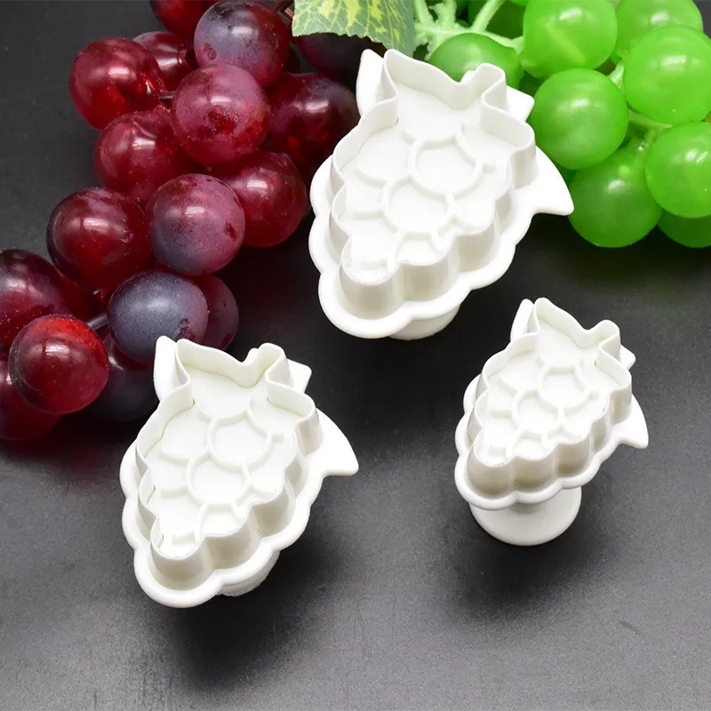 

3pcs/Set Grape Cookie Mold Cutter Hand Pressure Pastry Mould Cherry Shapes Fondant Mold for Sugarcraft Cake Decoration Candy