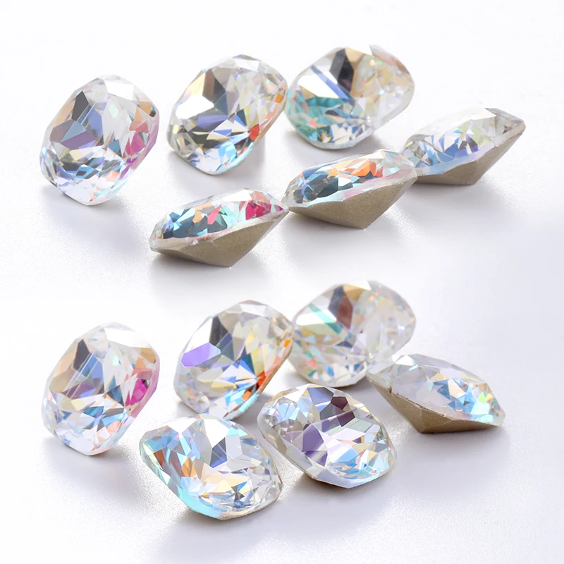 Square Rhinestone K9 Glass Crystal Strass 6mm Small Stones Glue on Nails Diy Rhinestone Applique Pointback Strass