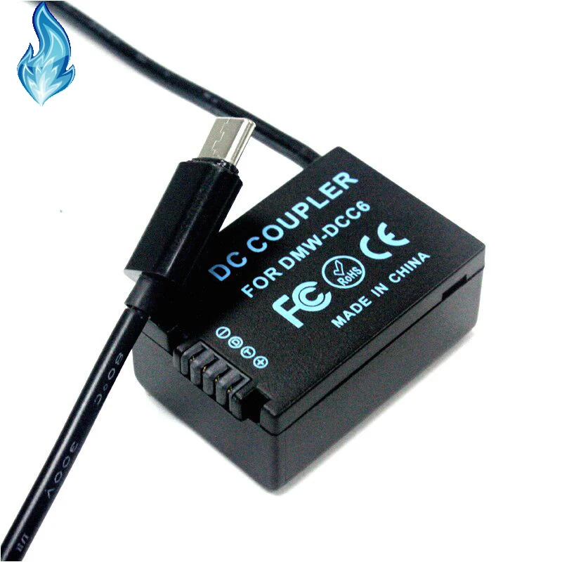 Type C Cable to DMW-BMB9 Dummy Battery DMW-DCC6 DC Coupler for DMC-FZ40 FZ45 FZ60 FZ70 FZ100